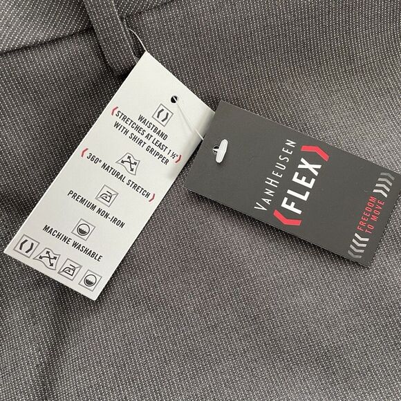 Van Heusen Pants Mens 34x34‎ Gray Max Flex Waistband Premium Noniron Shirt Grip - Picture 8 of 10